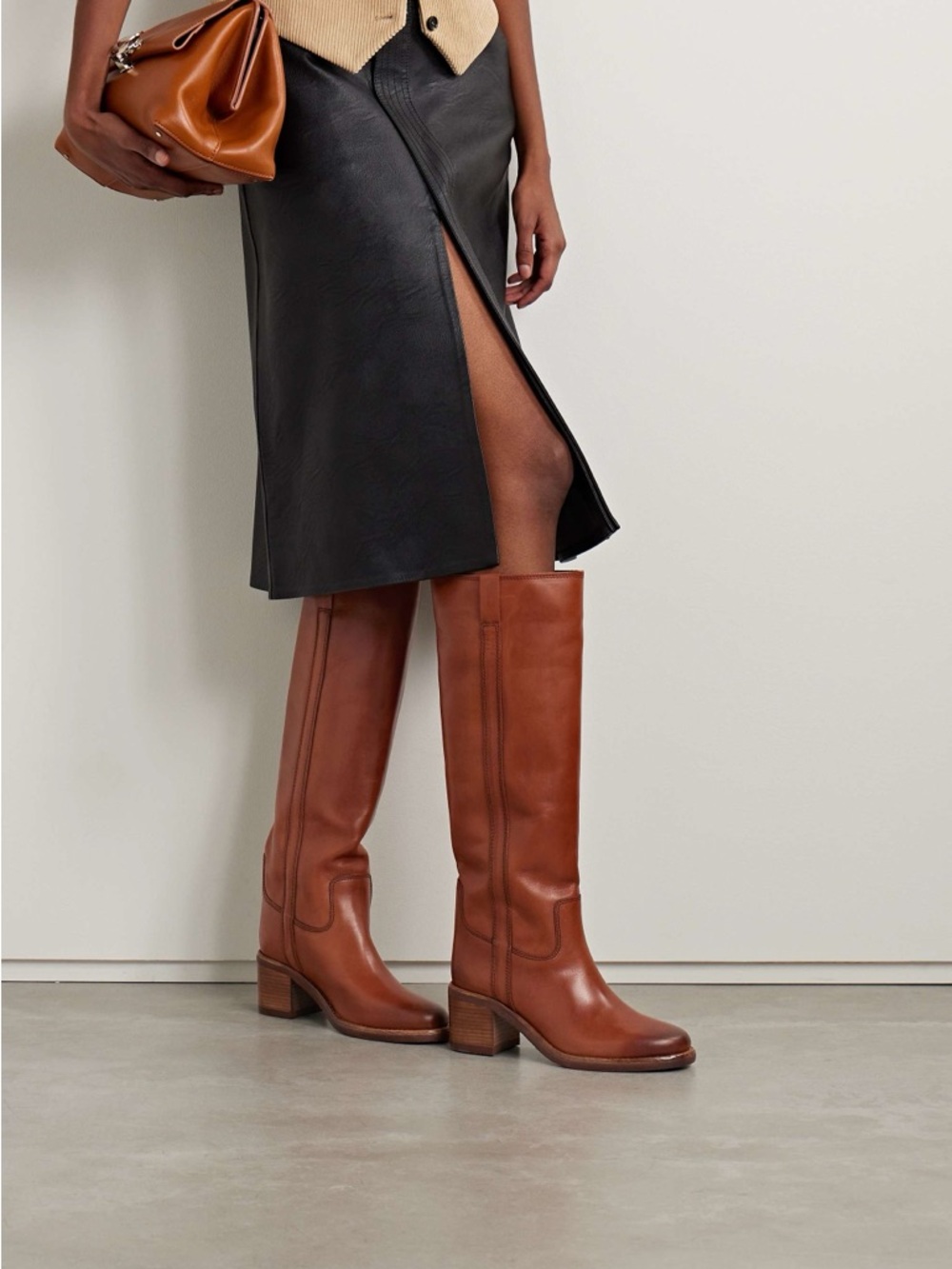 Isabel Marant Tall Leather Over-the-Knee Boots in Cognac Brown